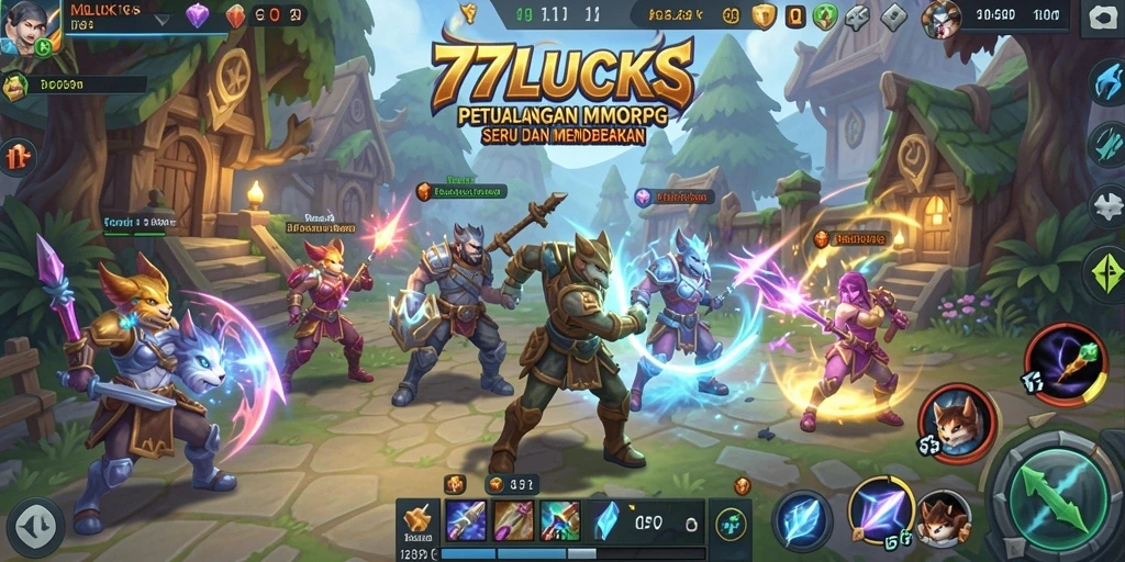 Screenshot gameplay 77LUCKS dengan aksi petualangan seru.