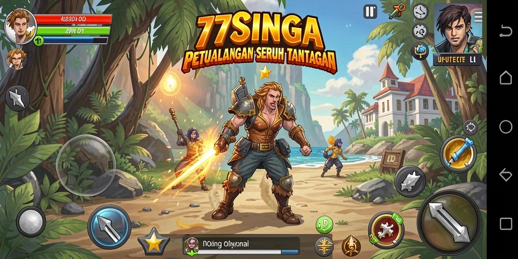 Tampilan gameplay 77SINGA dengan grafis menawan dan lingkungan yang kaya.