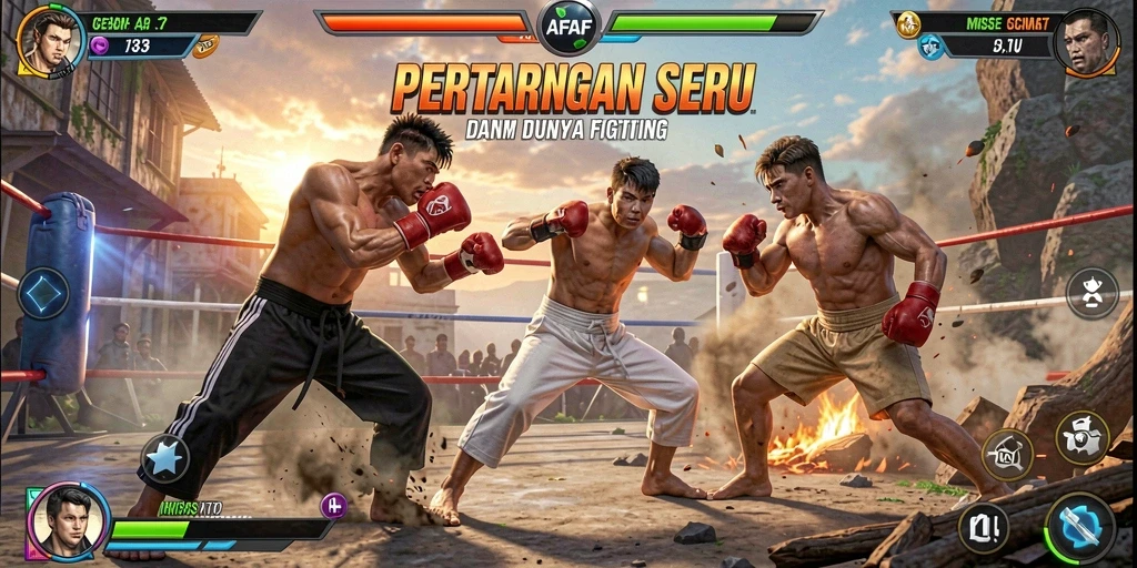 Tampilan gameplay seru di dalam arena Fighting AFAF.