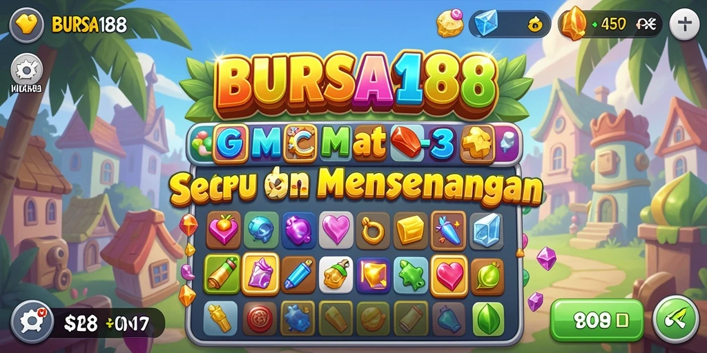 Screenshot BURSA188 menunjukkan gameplay Match-3 yang seru.