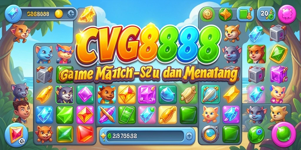 Tampilan gameplay Match-3 yang penuh warna dan seru di CVG8888.