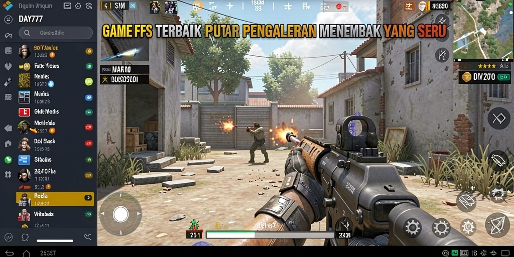 Gameplay intens dan menegangkan dalam <strong>DAY777</strong>, menunjukkan aksi tembak-menembak yang seru.