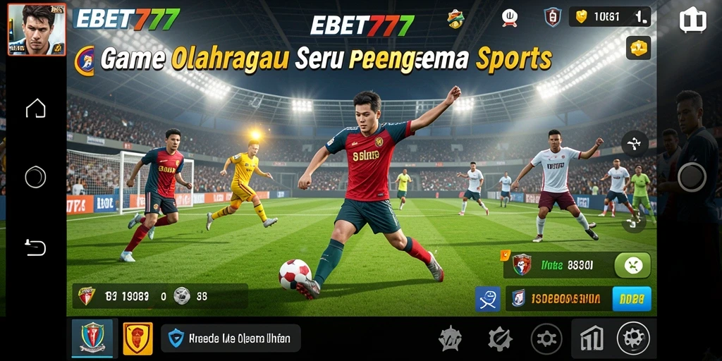 Tampilan gameplay seru di EBET777 dengan karakter olahraga dinamis.