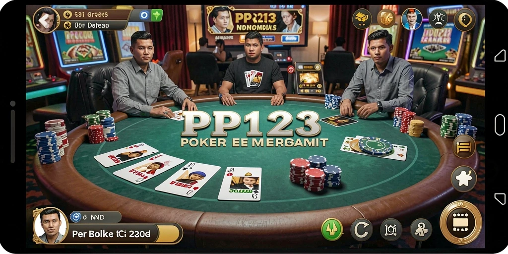 Screenshot PP123 menunjukkan gameplay seru dan interaktif dari permainan Poker.