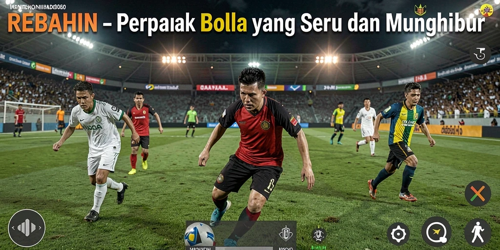Tampilan gameplay sepak bola yang penuh aksi di REBAHIN.