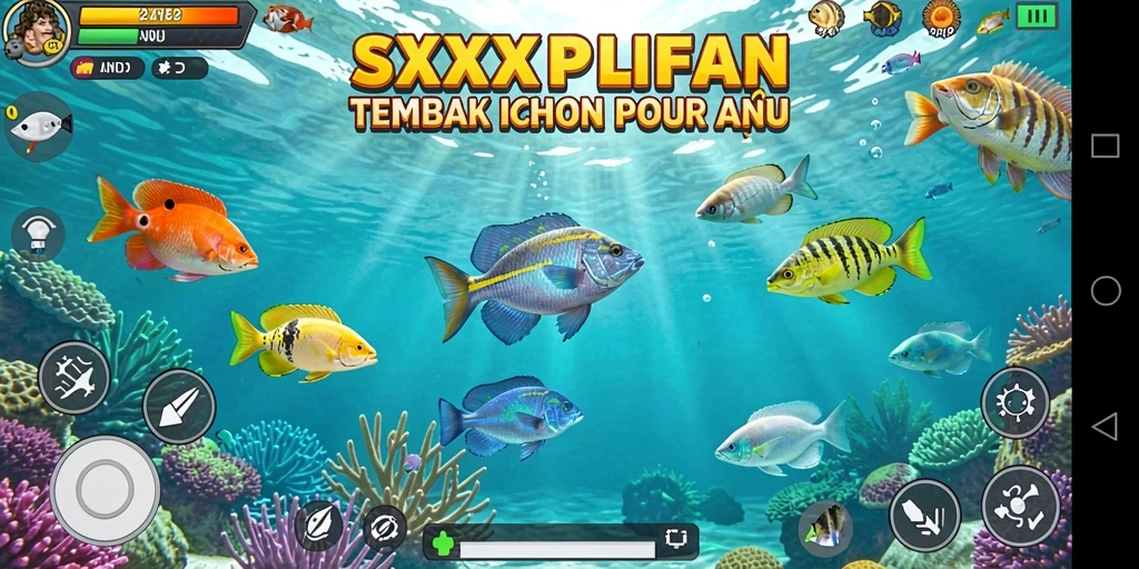Screenshot gameplay SXXPLAY menampilkan aksi tembak ikan yang seru dan penuh warna.