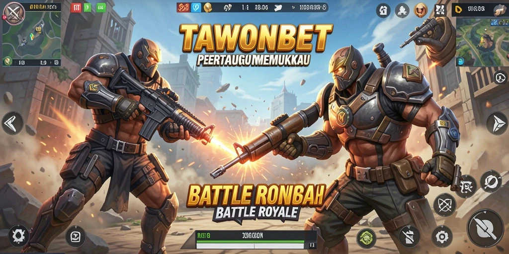 Screenshot gameplay TAWONBET menampilkan aksi epik dalam pertarungan Battle Royale.