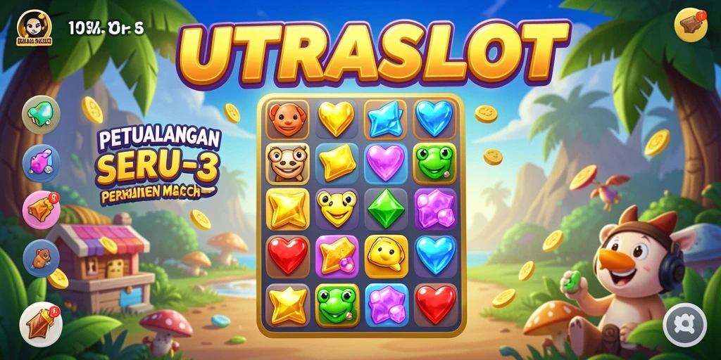 Tampilan gameplay ULTRASLOT yang seru dan penuh warna dalam permainan Match-3.